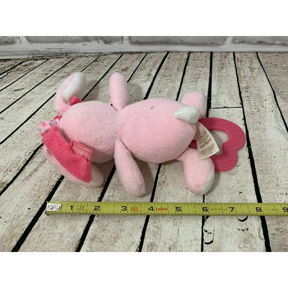 Carters Child of Mine small plush pink bunny rabbit hanging crib teether rattle
